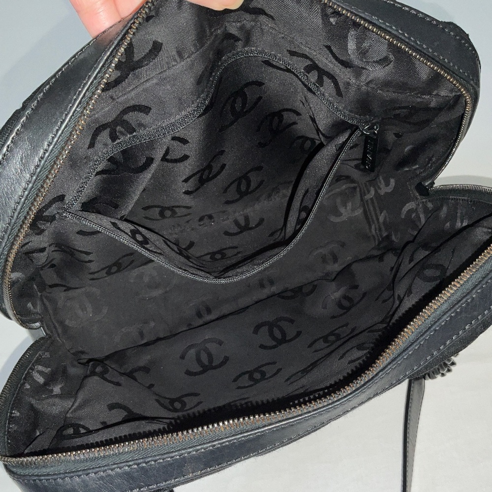 CHANEL Vintage Jersey Square Quilt Shoulder Tote Black - Picture 8 of 15